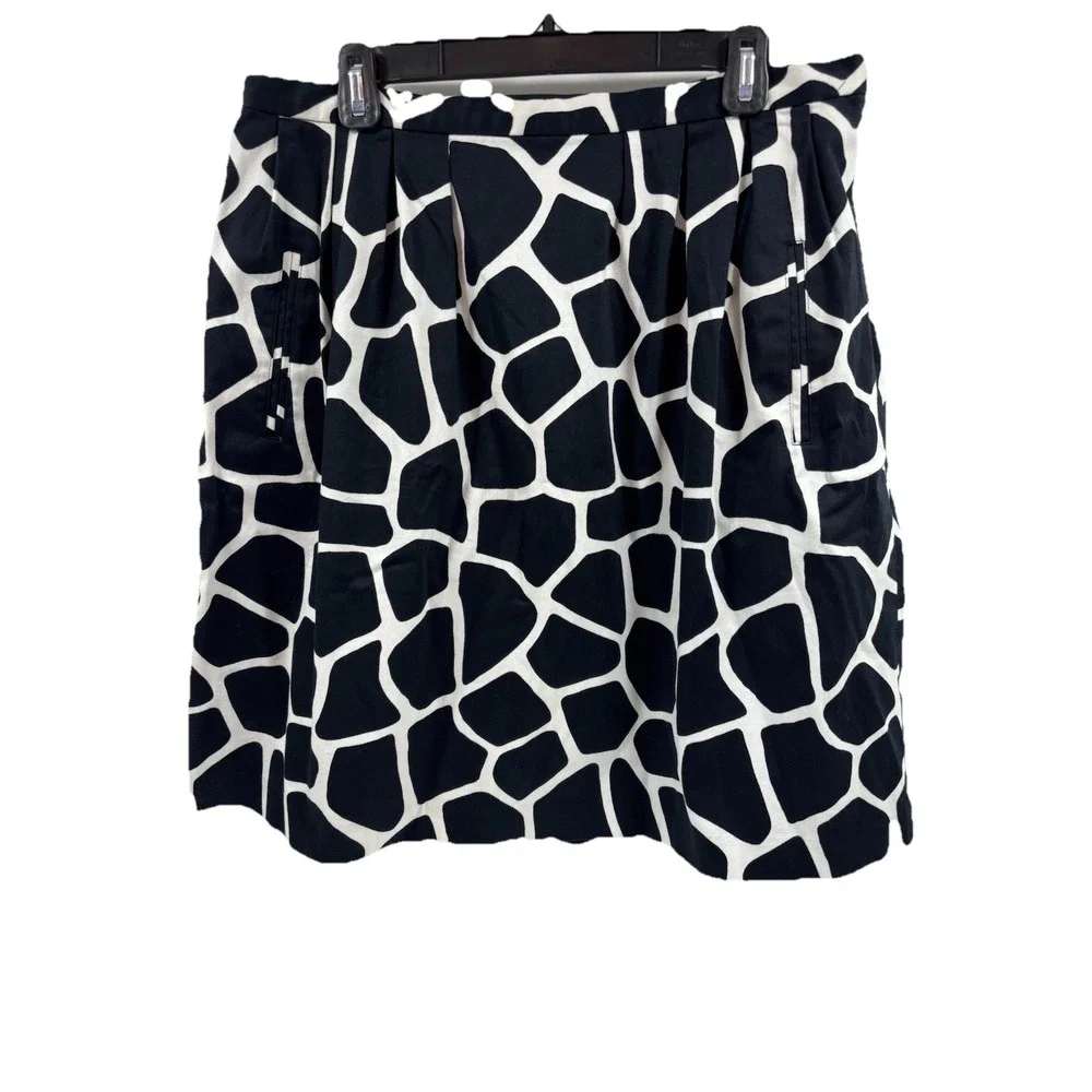 Michael‎ Kors Animal Print Skirt Size 14 Black White Giraffe Tortoise Business